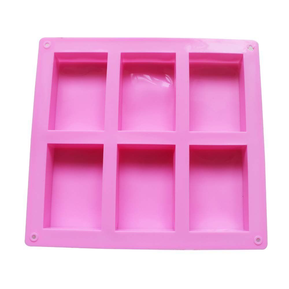 6 Cavity Plain Rectangle Soap Mould Silicone Craft Making Homemade Cake DIY SP 