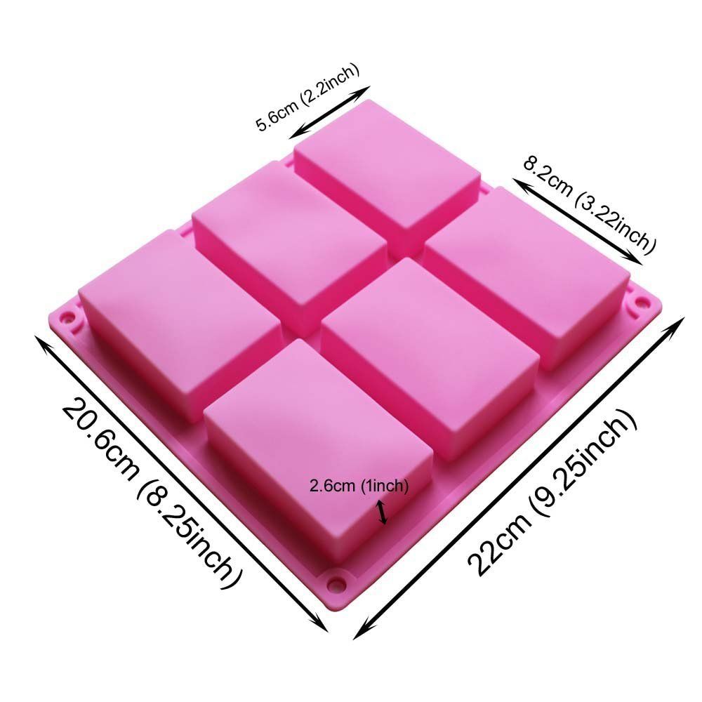 Freshware SP-100RD 6-Cavity Rectangle Premium Silicone Soap Bar and Resin Mold
